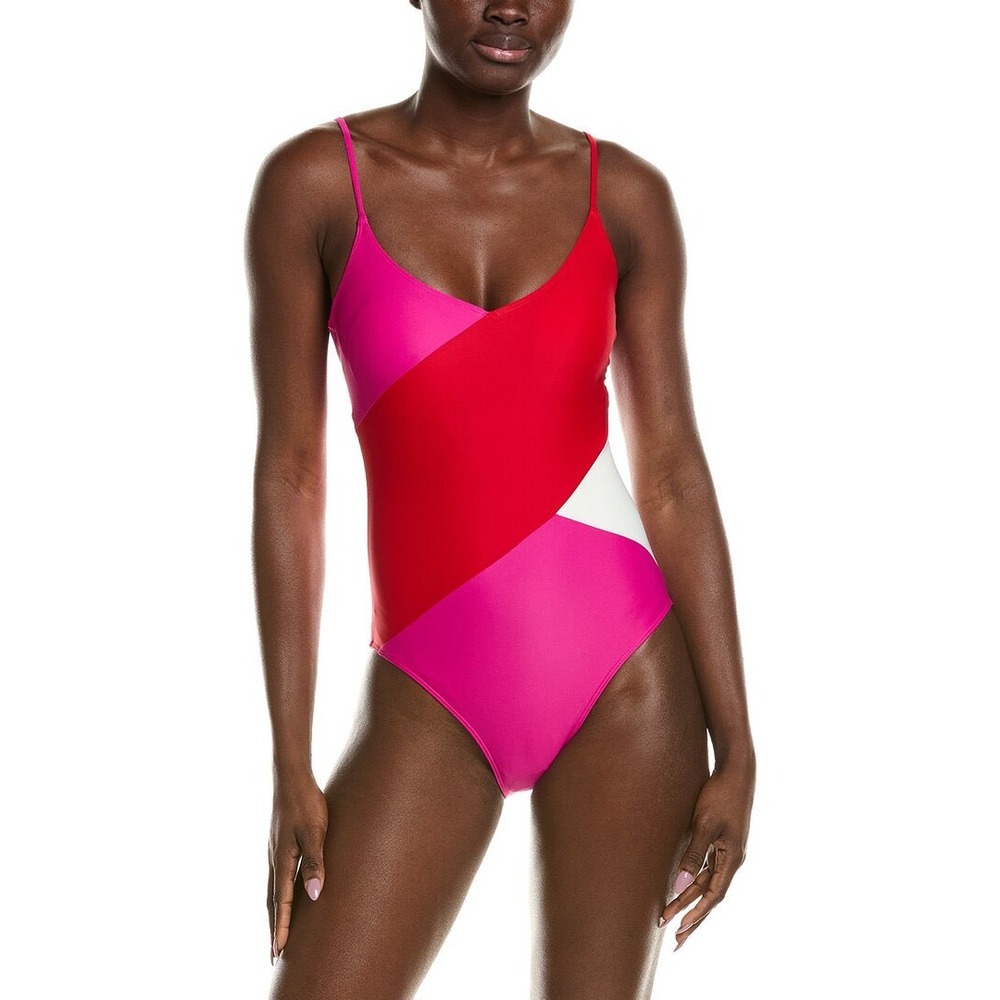 Summersalt The Sidestroke One Piece Swimsuit Hibiscus Poppy White Size 8